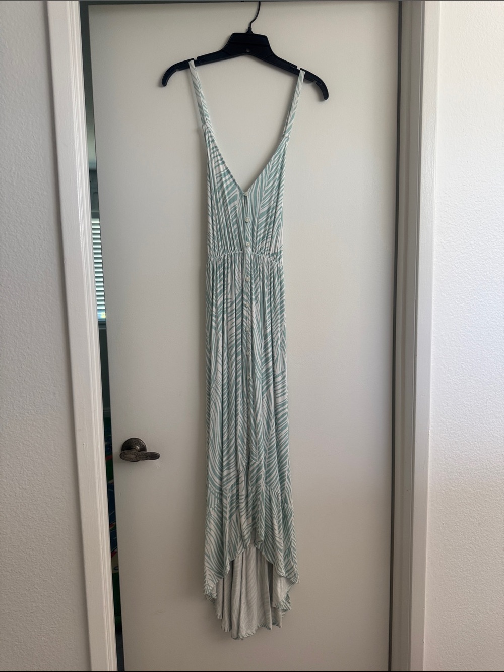 Sleeveless Maternity V-Neck Striped Maxi Dress in Light Sage